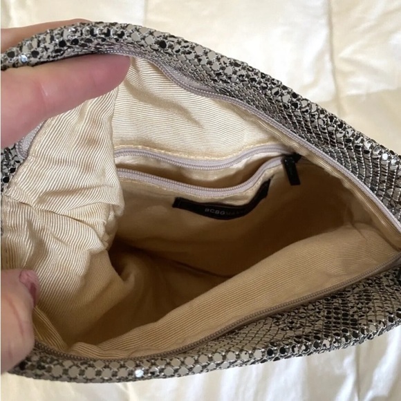 Women BCBG  Maxazria Beaded Clutch Purse Heavy Sequined Zip Animal Print 10 x 10 - Picture 5 of 6